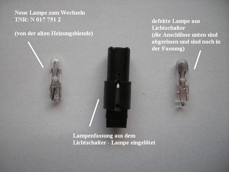 Instrumentenbeleuchtung - Golf 1 Cabrio - Tipps & Technik - Forum